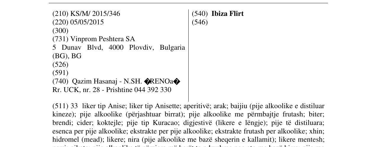 Zëri i markës Ibiza Flirt në buletin