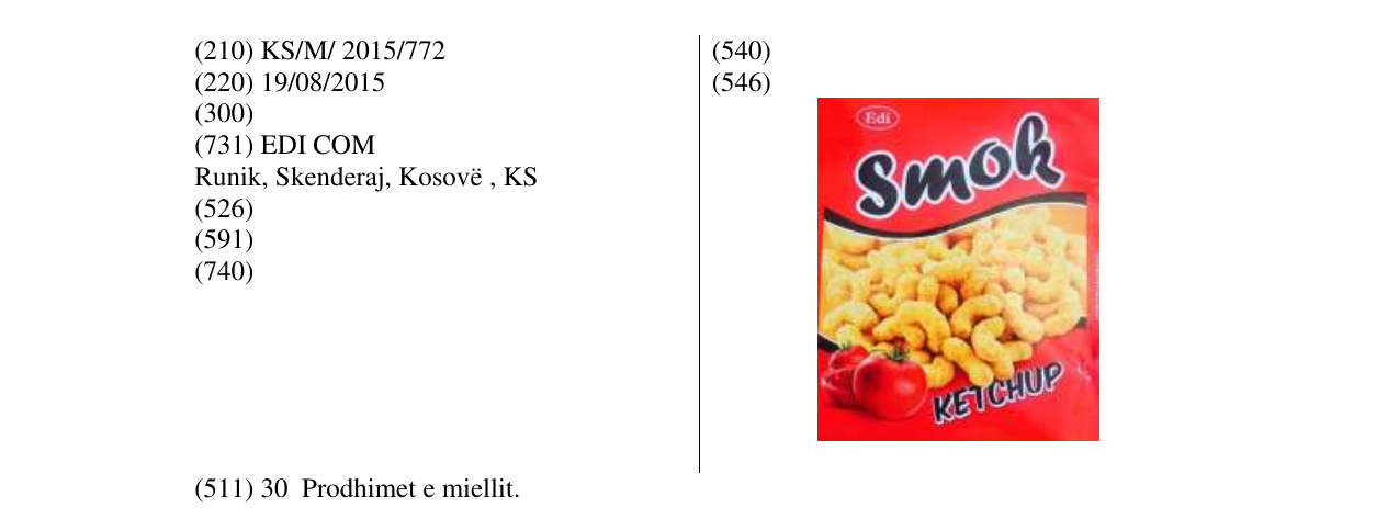 Zëri i markës EDI Smok KETCHUP në buletin