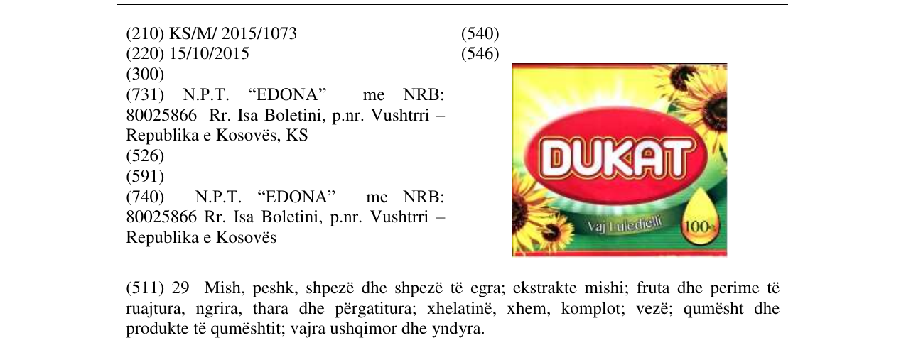Zëri i markës Markë figurative në buletin