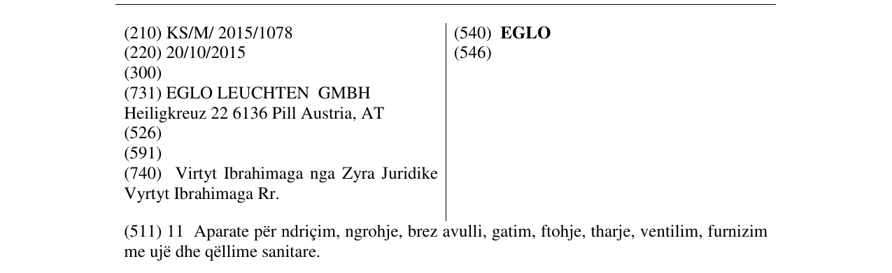 Zëri i markës EGLO në buletin