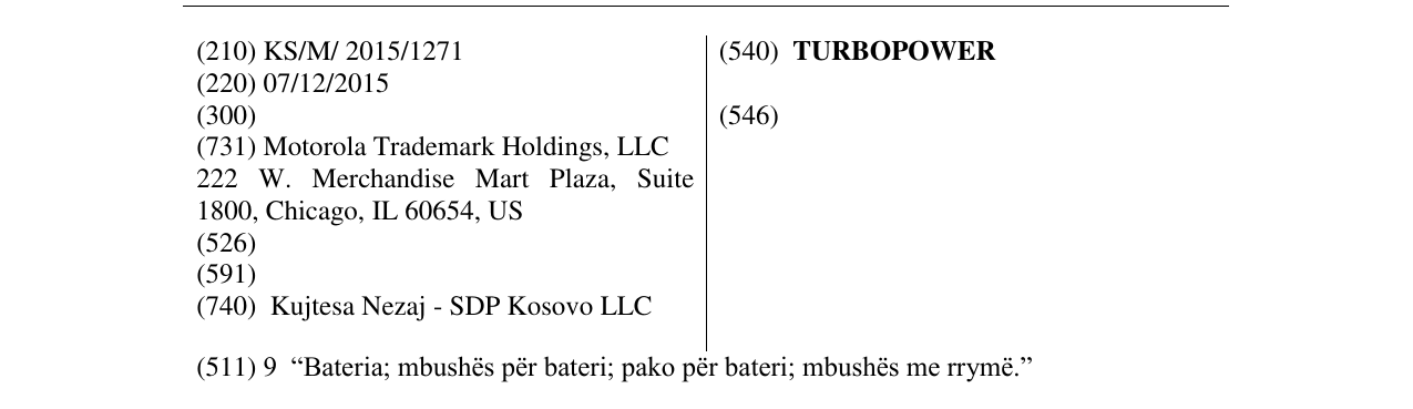 Zëri i markës TURBOPOWER në buletin