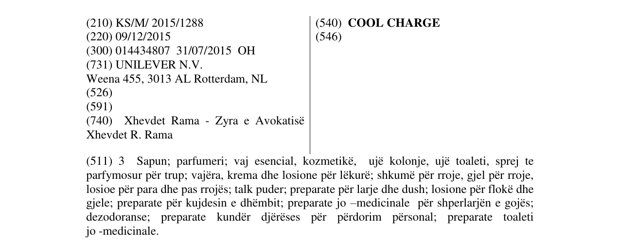 Zëri i markës COOL CHARGE në buletin