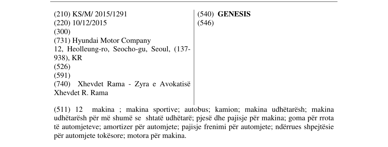 Zëri i markës GENESIS në buletin