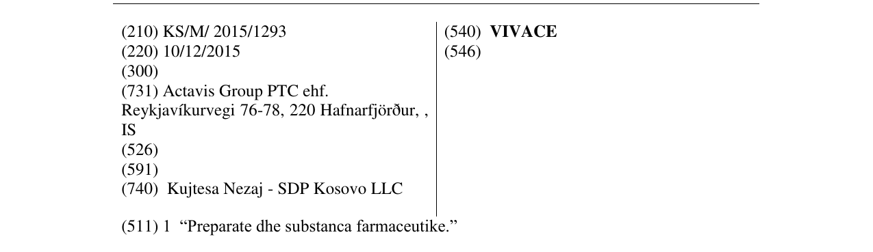 Zëri i markës VIVACE në buletin
