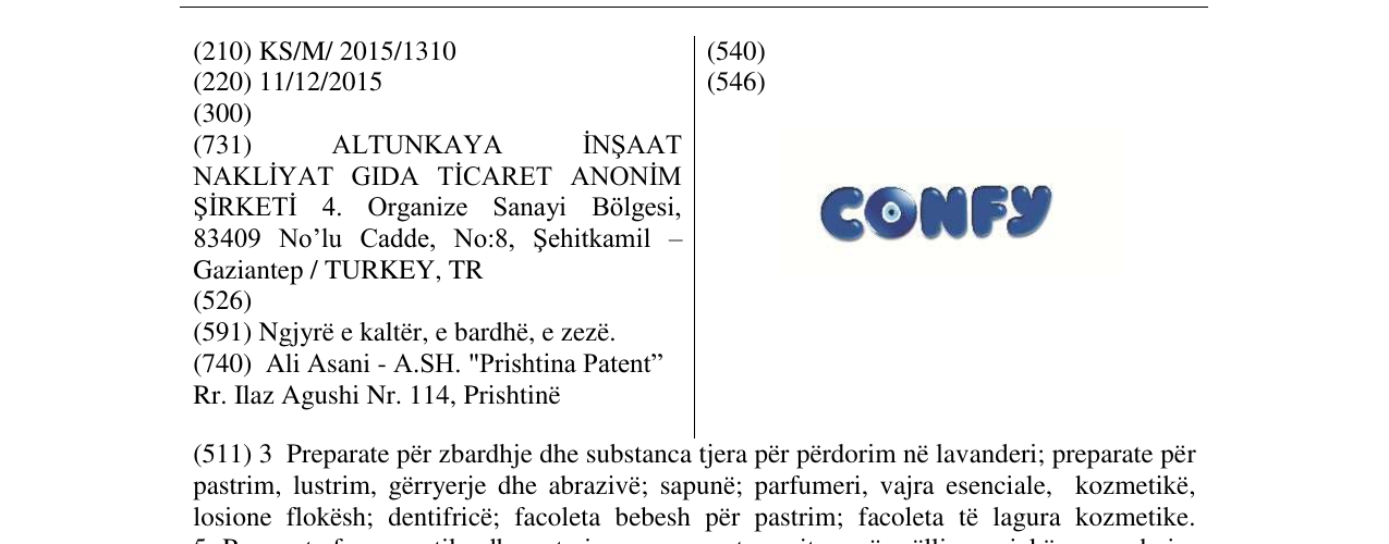 Zëri i markës CONFY në buletin