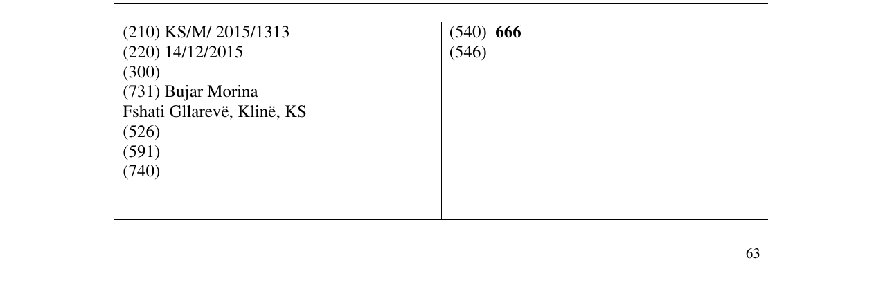 Zëri i markës 666 në buletin