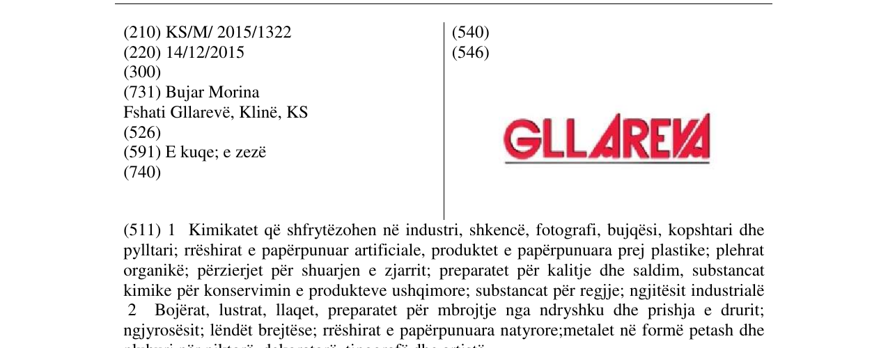 Zëri i markës GLLAREVA në buletin