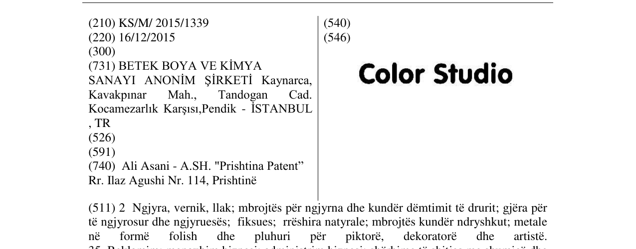 Zëri i markës Color Studio në buletin