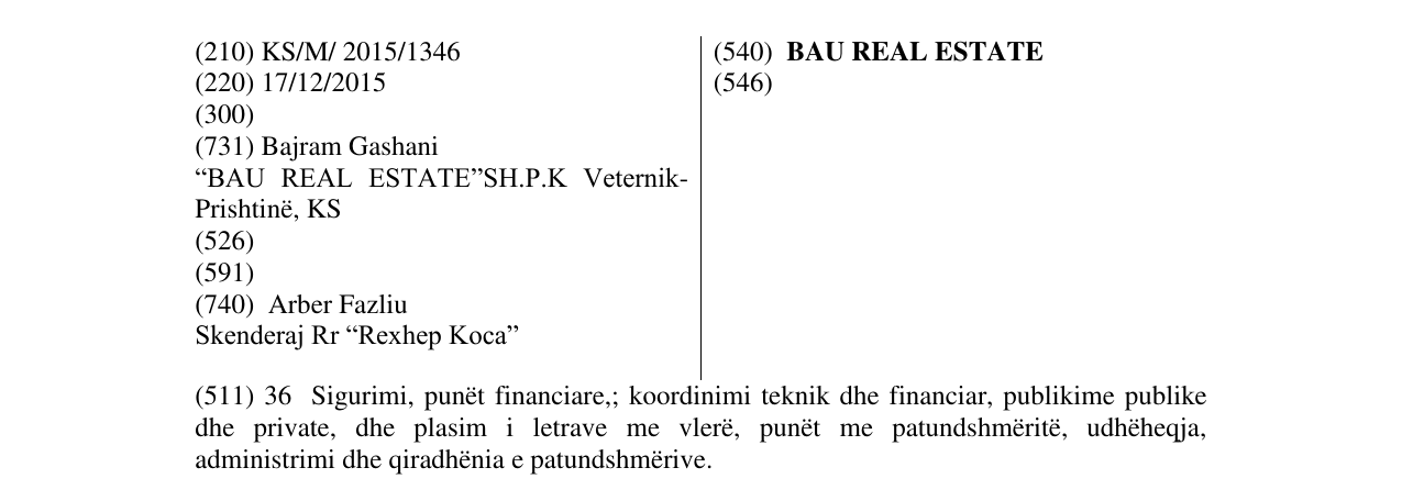 Zëri i markës BAU REAL ESTATE në buletin