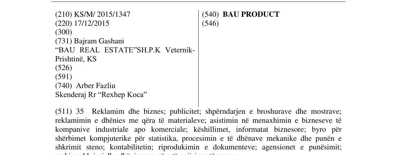 Zëri i markës BAU PRODUCT në buletin