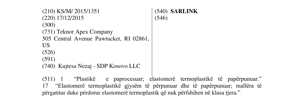 Zëri i markës SARLINK në buletin