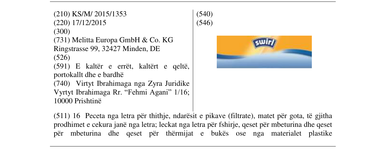Zëri i markës SWIRL në buletin