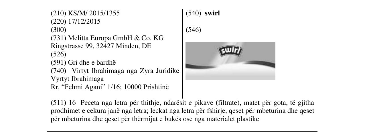 Zëri i markës swirl në buletin