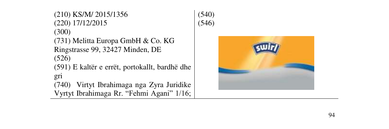 Zëri i markës swirl në buletin