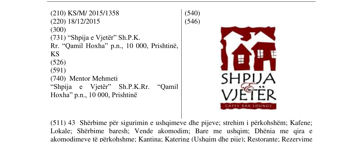 Zëri i markës SHPIJA E VJETËR në buletin