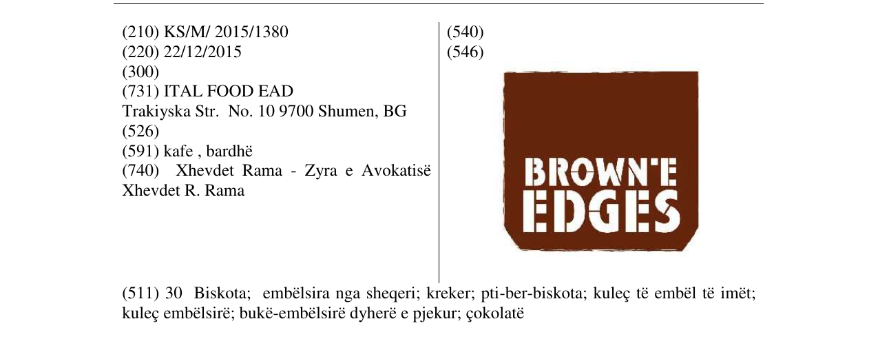 Zëri i markës BROWN'E EDGES në buletin