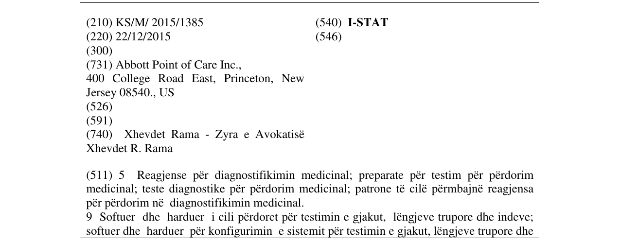 Zëri i markës I-STAT në buletin