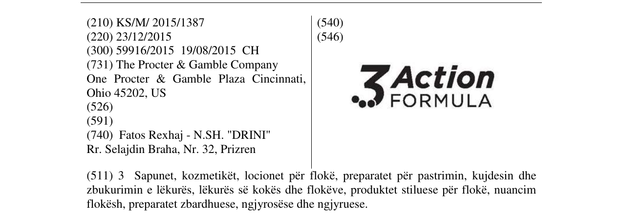 Zëri i markës 3 Action FORMULA në buletin