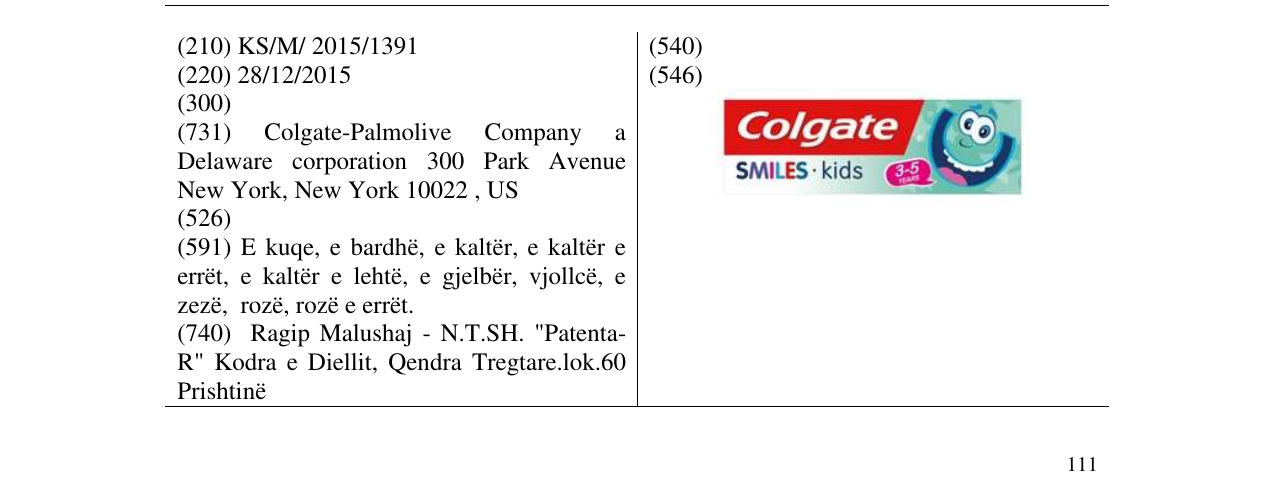 Zëri i markës Colgate SMILES kids në buletin