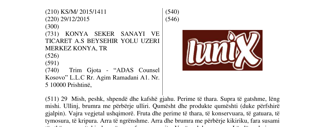 Zëri i markës luniX në buletin