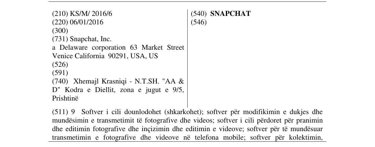 Zëri i markës SNAPCHAT në buletin