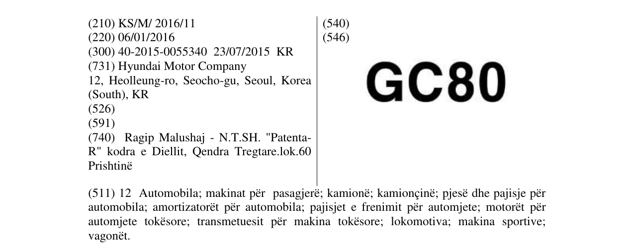 Zëri i markës GC80 në buletin