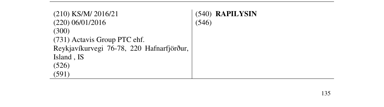 Zëri i markës RAPILYSIN në buletin