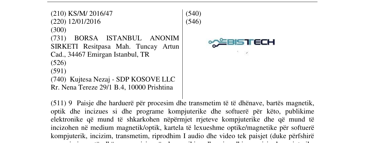 Zëri i markës BISTTECH në buletin