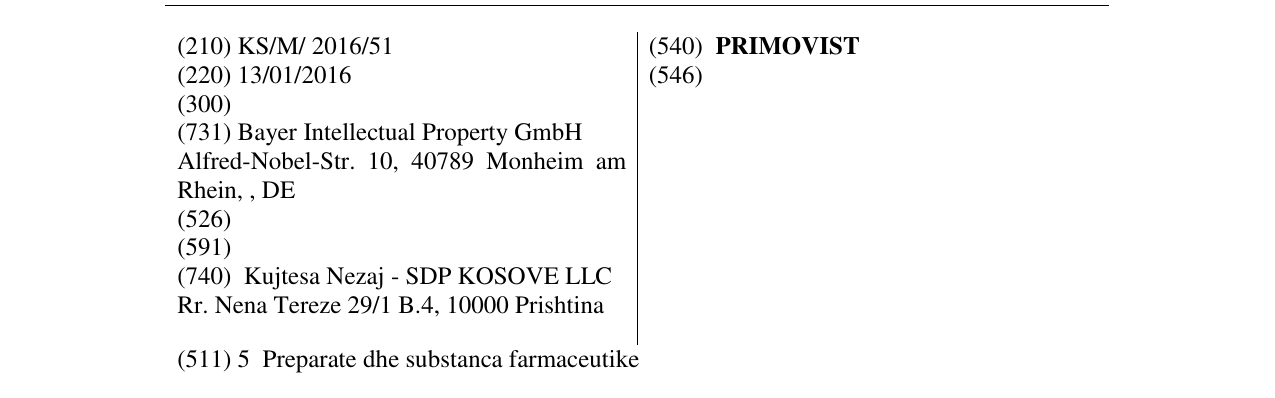 Zëri i markës PRIMOVIST në buletin