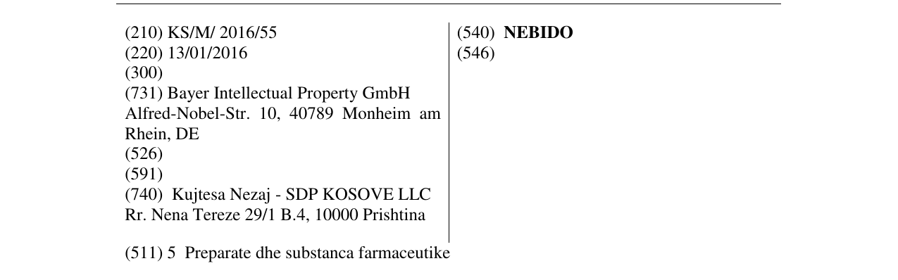 Zëri i markës NEBIDO në buletin