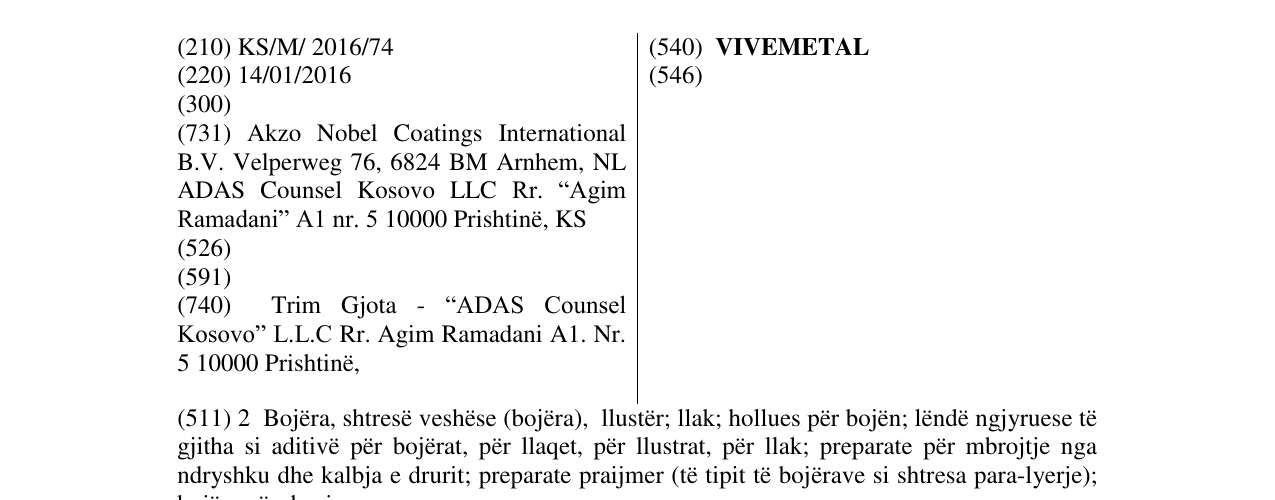 Zëri i markës VIVEMETAL në buletin