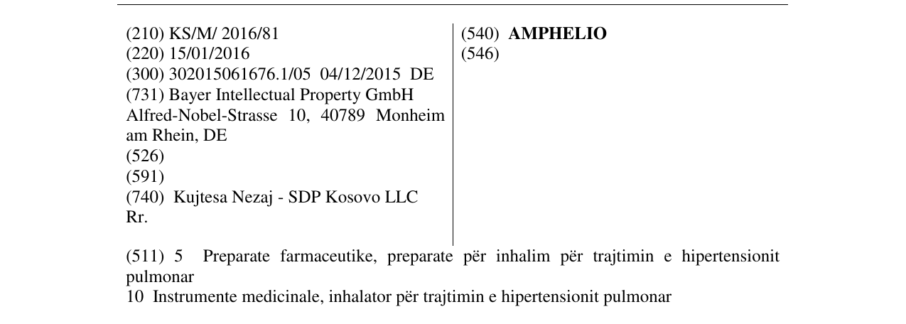 Zëri i markës AMPHELIO në buletin