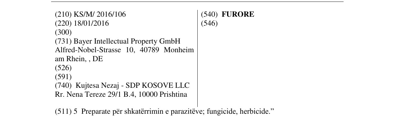 Zëri i markës FURORE në buletin