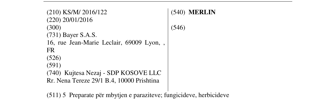 Zëri i markës MERLIN në buletin