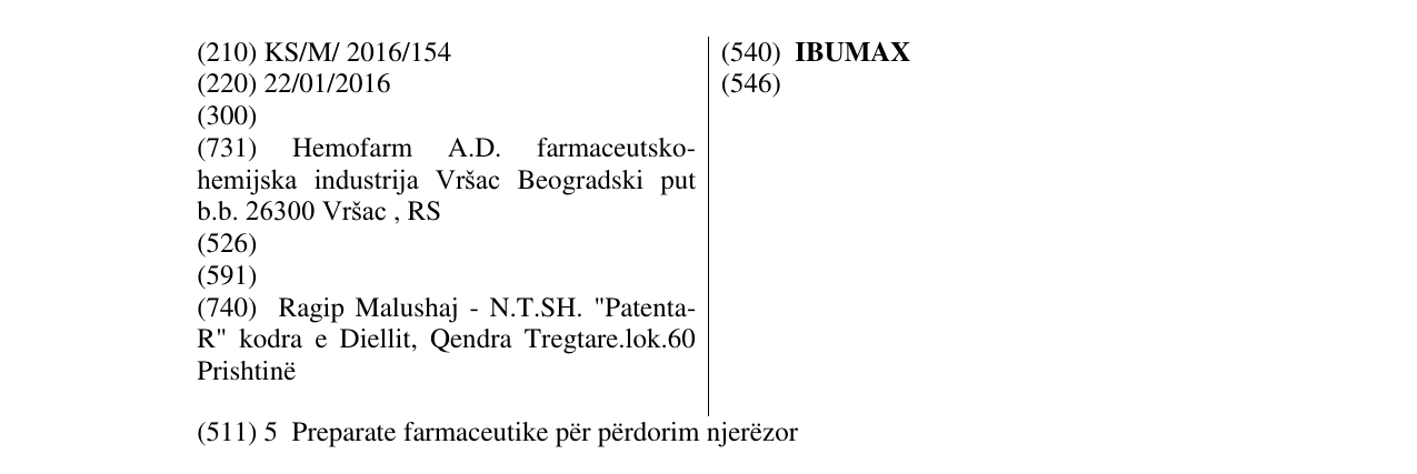 Zëri i markës IBUMAX në buletin