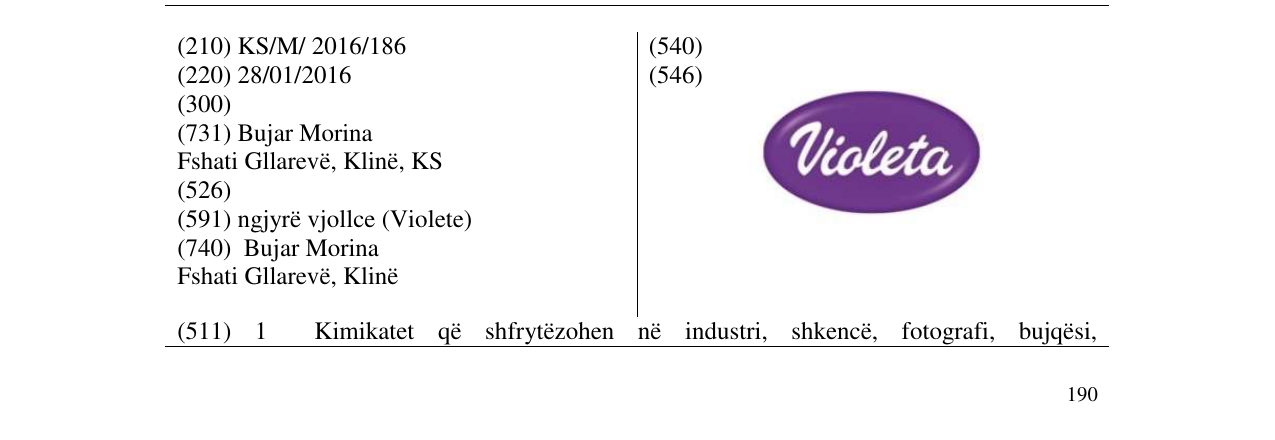 Zëri i markës Violeta në buletin