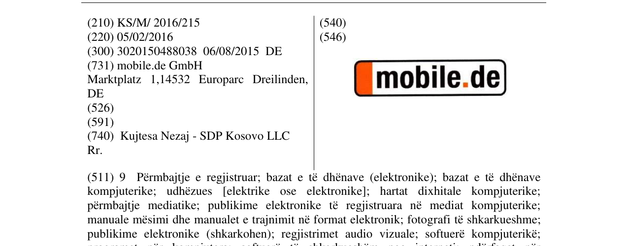 Zëri i markës mobile.de në buletin
