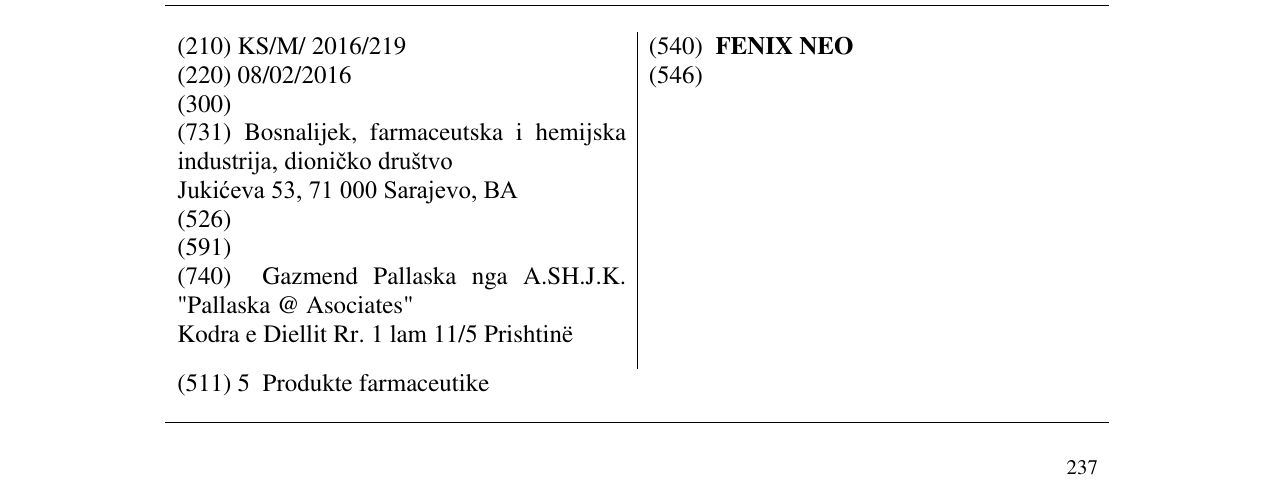Zëri i markës FENIX NEO në buletin