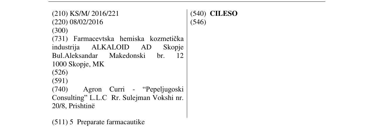 Zëri i markës CILESO në buletin
