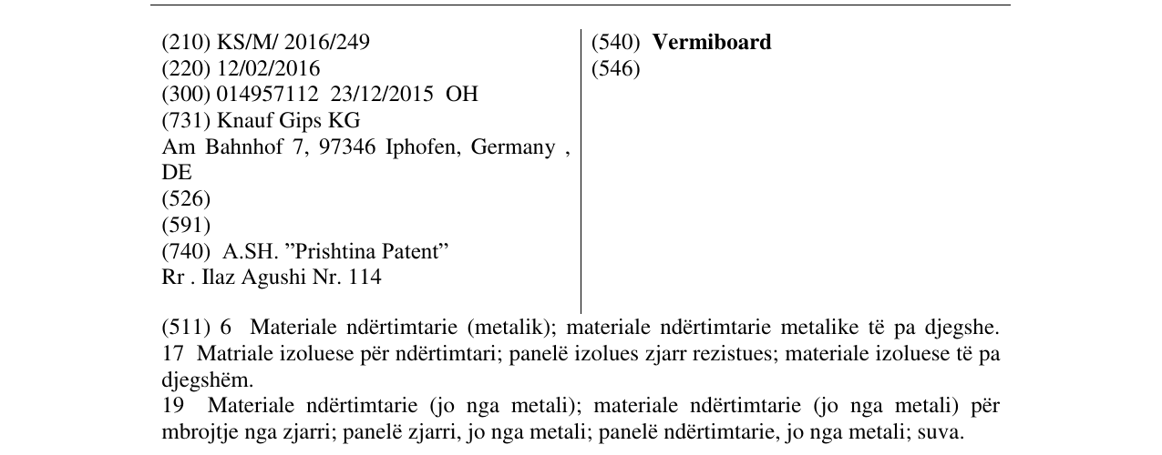 Zëri i markës Vermiboard në buletin