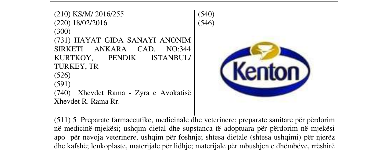 Zëri i markës Kenton në buletin