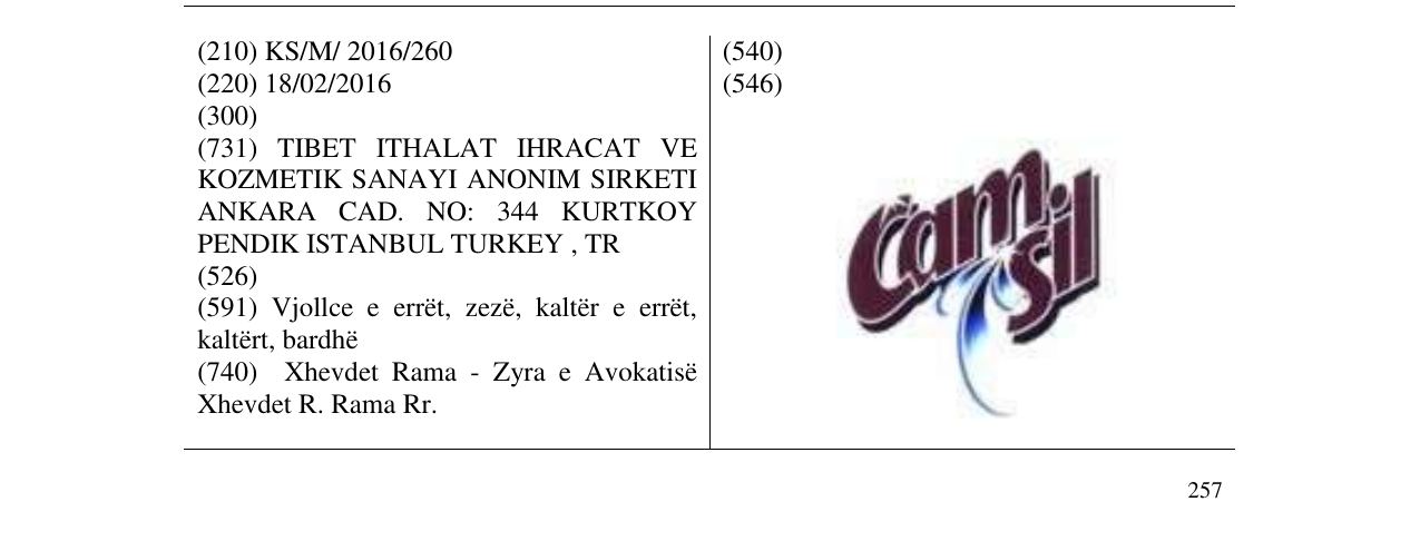 Zëri i markës Cam Sil në buletin
