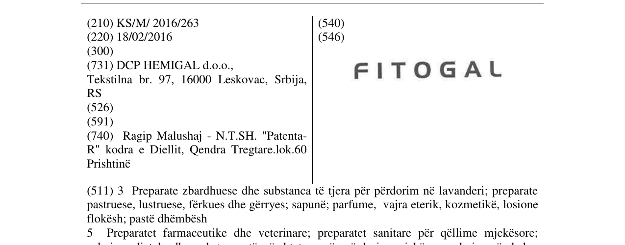 Zëri i markës FITOGAL në buletin