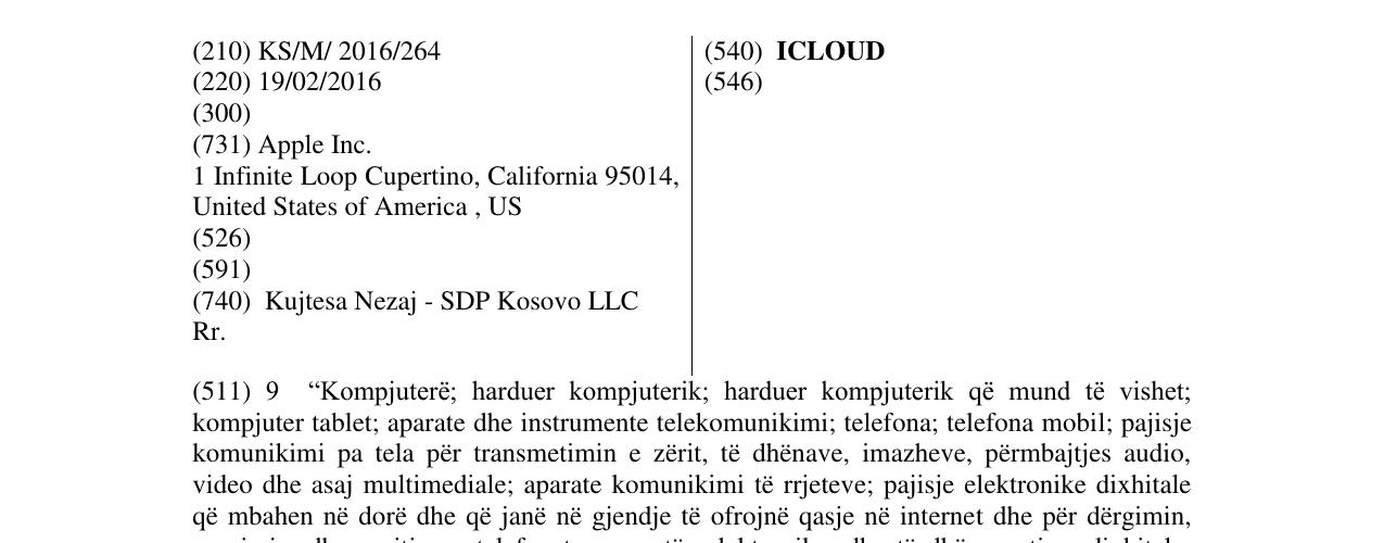 Zëri i markës ICLOUD në buletin