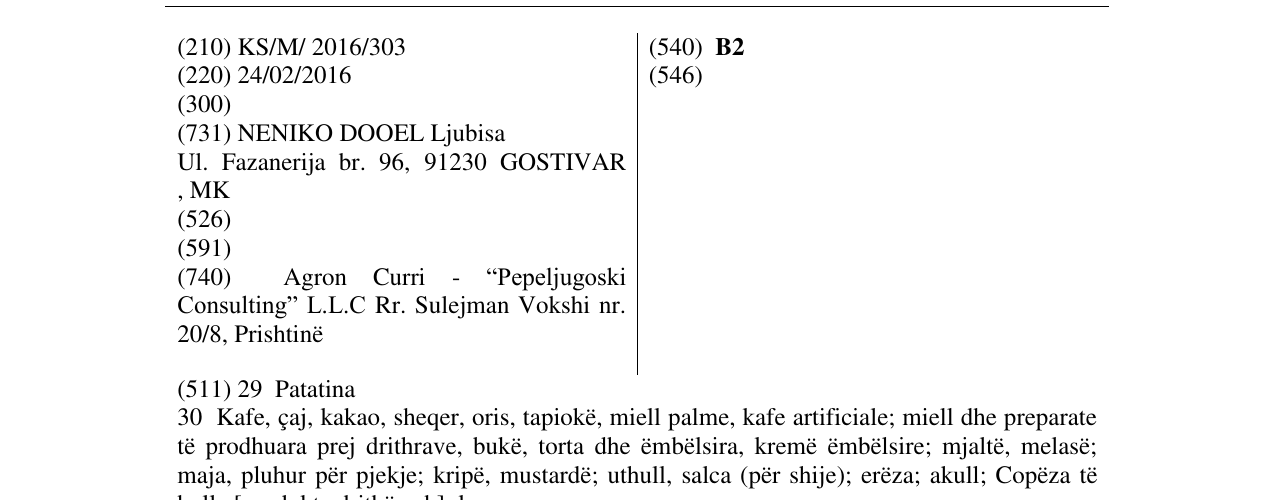 Zëri i markës B2 në buletin