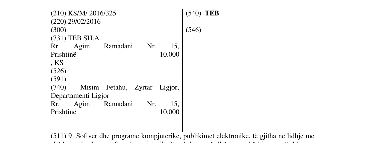 Zëri i markës TEB në buletin