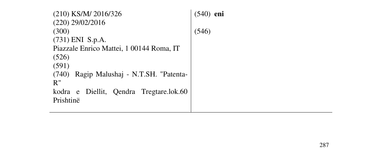 Zëri i markës eni në buletin