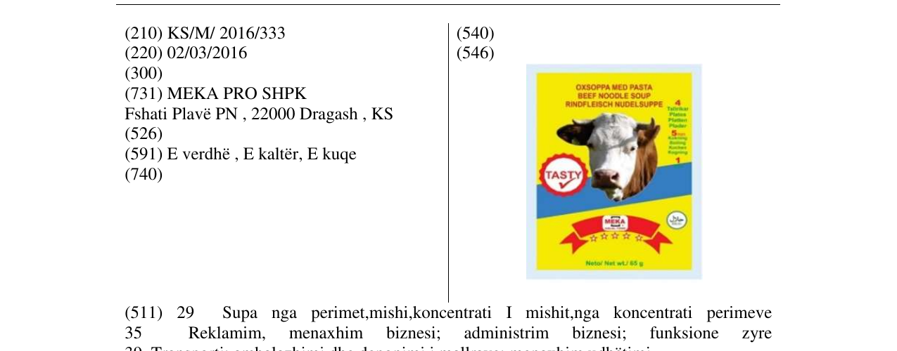 Zëri i markës TASTY në buletin