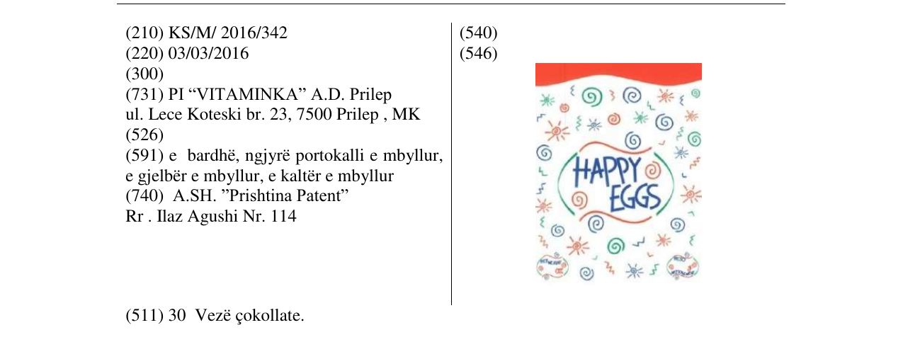 Zëri i markës HAPPY EGGS në buletin