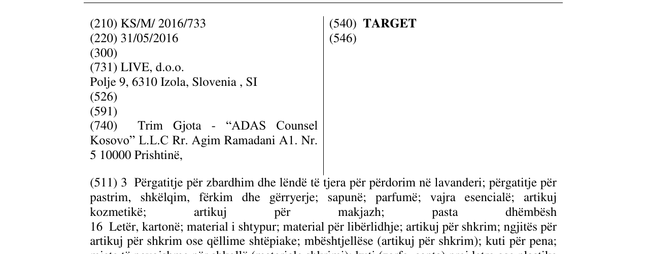 Zëri i markës TARGET në buletin